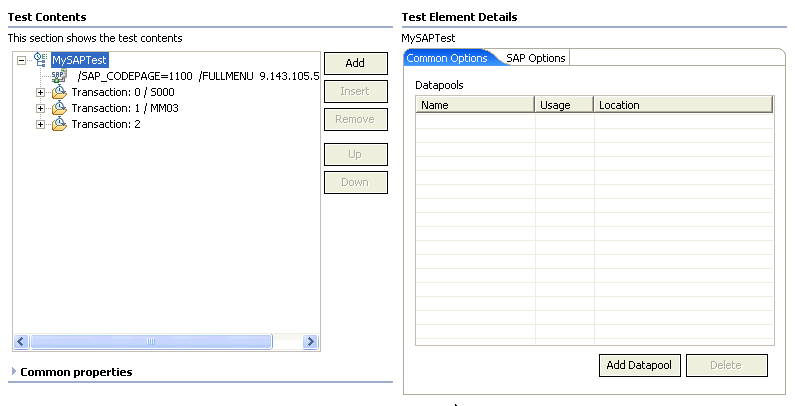Screen capture of a test in the test editor