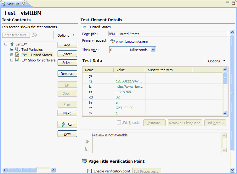 the expanded first page of the visitIBM test