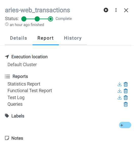 Image of the Reports tab in the Results panel