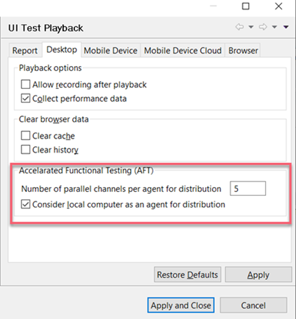Accelerated functional testing preferences