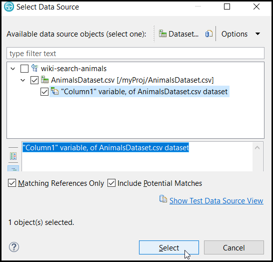 Image of the Select Data Source dialog