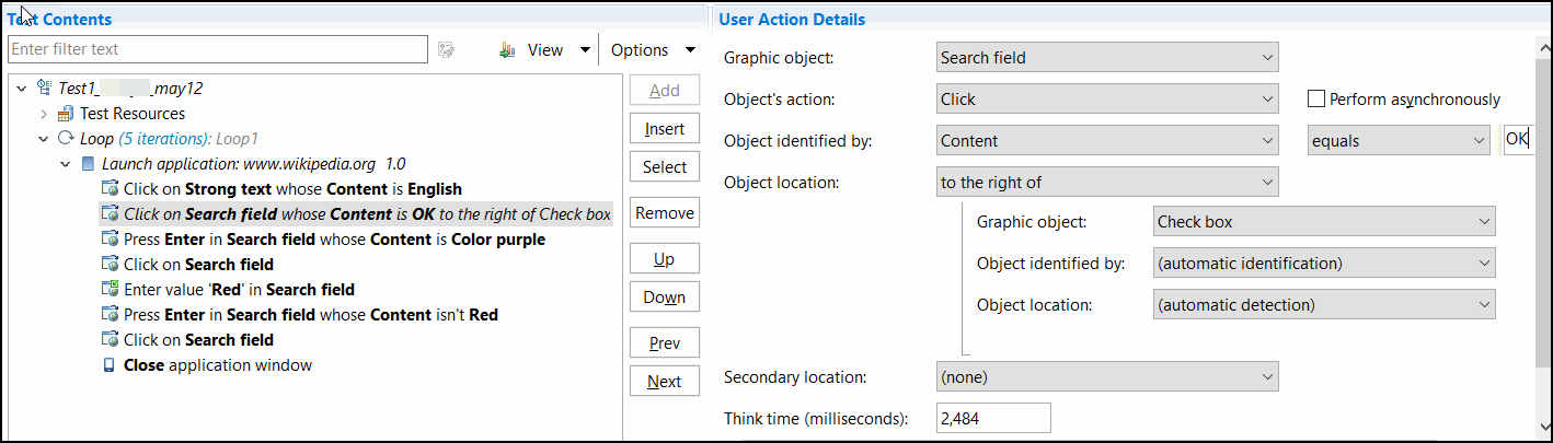 Object locator and secondary location fields with the list of secondary location operators open
