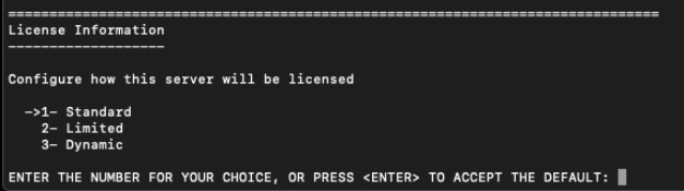 Grpahic showing command prompt for license type