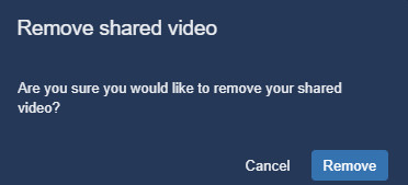 Remove shared video dialogue box