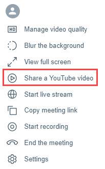 More action list with sare a youtube video option highlighte