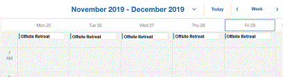 Offsite Retreat repeat meeting showing at top of calendar