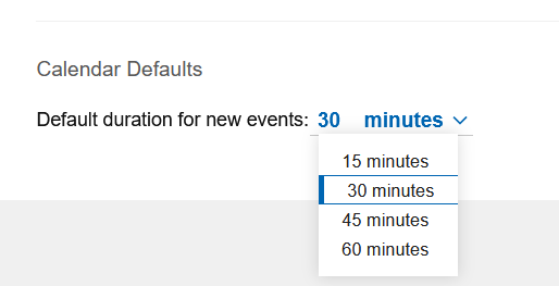 30 minutes selected as default duration