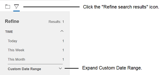 Picture of the Custom Date Range search option