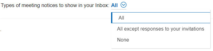 Types of meeting notices to show in your Inbox setting