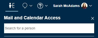 Search bar in the Mail and Calendar Access list