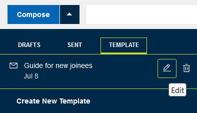 Template option in Compose drop down tray