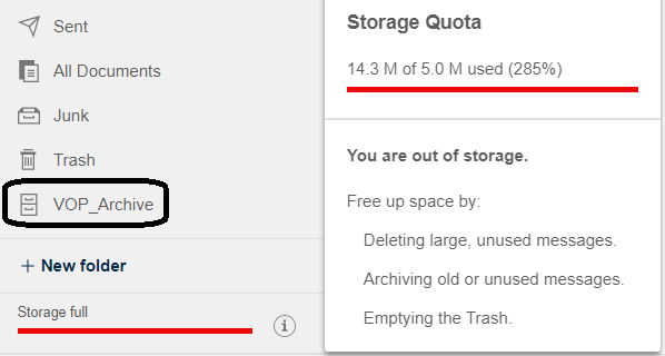 When you have exceeded the storage quota