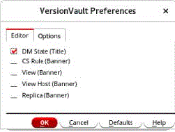 VersionVault Preferences dialog box