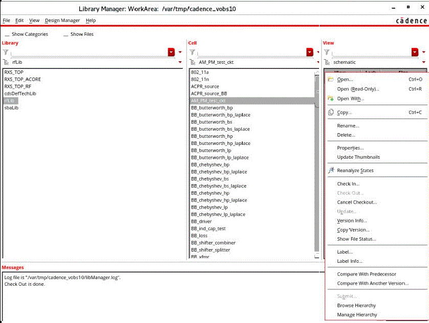 Open the Manage hierarchy menu by right-clicking the Schematic entry in the View box.